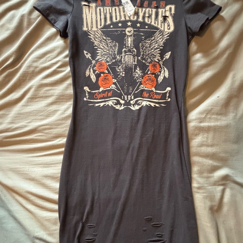 Women's Dark Gray Graphic T-Shirt Dress